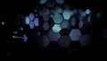 Dark color blue background of hexagon pattern showing technology and development with shallow death of field Royalty Free Stock Photo