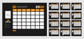 2024 dark color Calendar Desktop Planner Template. Corporate business wall or desk simple Planner dark calendar