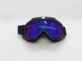 Dark Colored Plastic Modern Goggles for Eye Protection in Motorbike Sport and Paintball Games in White Isolated Background