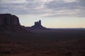 The dark colors of the Monument Valley during a sunset of a rainy day Royalty Free Stock Photo
