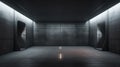Dark concrete room background, empty futuristic warehouse with low light. Abstract modern hall like garage with gray walls. Royalty Free Stock Photo