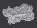 Dark Contour Relief Map of Aosta Valley