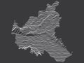 Dark Contour Relief Map of Free and Hanseatic City of Hamburg