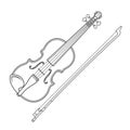 Dark contour vector fiddle violin Royalty Free Stock Photo