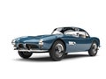 Dark cornflower blue vintage sports car