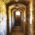 Dark corridor in dungeon Royalty Free Stock Photo