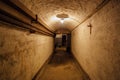 Dark corridor of old underground Soviet military bunker under fortification., Sevastopol, Crimea Royalty Free Stock Photo