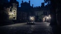 Dark Courtyard With Central Bench