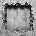 Dark cracked broken hole in concrete wall. Grunge background Royalty Free Stock Photo