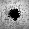 Dark cracked broken hole in concrete wall. Grunge background Royalty Free Stock Photo