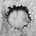 Dark cracked broken hole in concrete wall. Grunge background Royalty Free Stock Photo