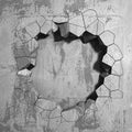 Dark cracked broken hole in concrete wall. Grunge background Royalty Free Stock Photo