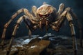 Dark Creepy spider scene giant. Generate Ai