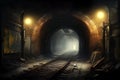 dark and creepy subway tunnel with hidden surprises lurking around every corner