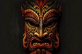 Dark creepy tiki mask for rituals on black background