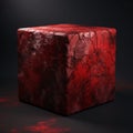 Dark Crimson Cube With Textural Paint Effects