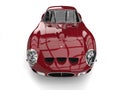 Dark crimson fast vintage race car - top front view Royalty Free Stock Photo