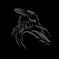 dark crow head illustraton simple