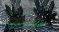 Dark Crystal Geodes with Binary Code Data Flows in Digital Water Royalty Free Stock Photo