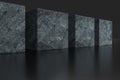 Dark cubes randomly distributed in the air, 3d rendering Royalty Free Stock Photo