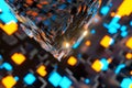 Dark cubes randomly distributed in the air, 3d rendering Royalty Free Stock Photo
