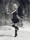 Dark cupid with a bow Royalty Free Stock Photo