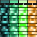 Dark Cyan Bright Green Light Green and Copper Orange Metallic Gradient Swatch Bundle Royalty Free Stock Photo