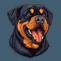 Dark Cyan And Orange Rottweiler Head Illustration For Poster Or T-shirt