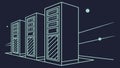 Dark data servers, secure network infrastructure, digital storage, vector design Generative AI Royalty Free Stock Photo