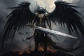 Dark Death angel sword. Generate Ai Royalty Free Stock Photo