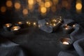 Dark decoration with candles lights Royalty Free Stock Photo