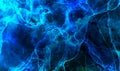 Dark deep indigo alcohol ink neon abstract background. Bright glowing flow blue liquid watercolor paint splash texture effect illu Royalty Free Stock Photo