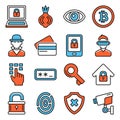 Dark Deep Internet and Security Icons Set. Vector Royalty Free Stock Photo