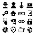 Dark Deep Internet and Security Icons Set. Vector Royalty Free Stock Photo