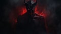 Dark Demon In Fiery Background: A Chiaroscuro Portrait Of Nihilcore Art