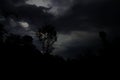 Dark and denser clouds covered the sky in the evening before a thunderstorm during the monsoon. Royalty Free Stock Photo