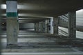 The dark dirty wet parking garage Royalty Free Stock Photo