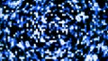 Distorted blue and white square pixels.