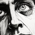 Dark And Distorted: A Sketchy Closeup Of Roger\'s Face In Ink