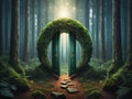 dark door with a magical forest, mysterious, fantasy Royalty Free Stock Photo