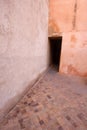 Dark doorway in corner of courtyard