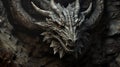 Dark dragon in stone background. Fantasy dragon stands on the top of the mountain. Generative AI Royalty Free Stock Photo