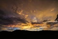 Dark dramatic clouds on the sky at dusk Royalty Free Stock Photo