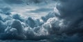 Moody Cloudscape Dramatic Gray and Blue Cumulus Clouds Royalty Free Stock Photo