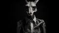 Dark And Dramatic Giraffe Skeleton Art: Surrealistic Humor In Melancholic Self-portraits