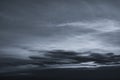 Dark dramatic sky and clouds. Background for death and sad concept. Gray sky and fluffy white clouds. Thunder and storm sky. Sad Royalty Free Stock Photo