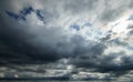dark dramatic sky with stormy clouds before rain as abstract background, cloudy weather Royalty Free Stock Photo