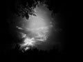 Dark & dramatic storm clouds. Black and white, so contrast and grainy Royalty Free Stock Photo