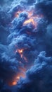 Dark and dramatic storm clouds on dark blue sky before a thunderstorm. Windstorm. Moody cloudscape