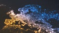 Dark earth map with glowing details of city and human population density areas. wiew of europa. 3d illustration Royalty Free Stock Photo